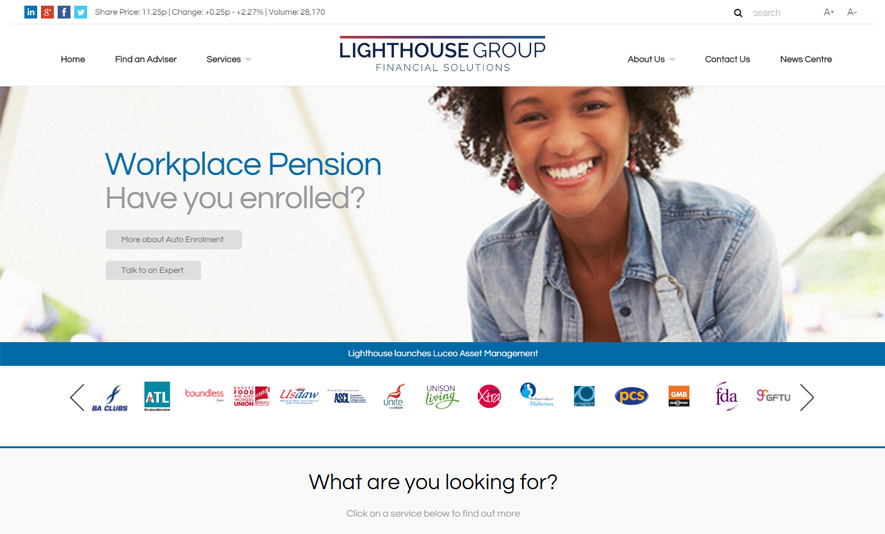 Website for Lighthouse financial group